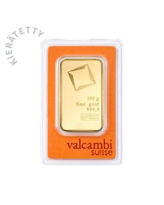 Circulerad guldtacka Valcambi 100 gram