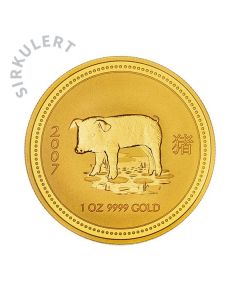 1 oz Sirkulert Lunar Year Of The Pig Gullmynt