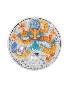 2 oz Year Of The Dragon III Coloured Sølvmynt