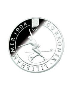 1 oz Sirkulert Sølvmynt Lillehammer OL 1994