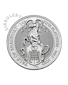 1 oz Sirkulert Queens Beast Platinamynt