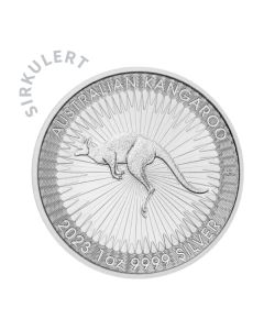 1 oz Sirkulert Australian Kangaroo sølvmynt