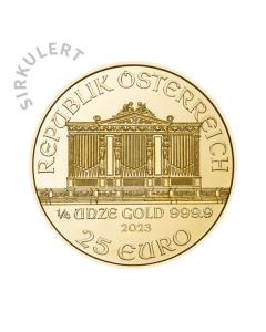 1/4 oz Sirkulert Wiener Philharmoniker Gullmynt